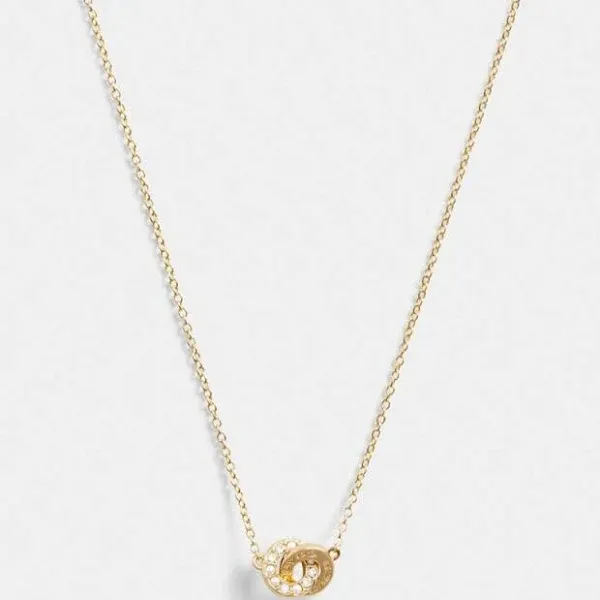 Coach Women's Interlocking Open Circle Pearl Pendant Necklace