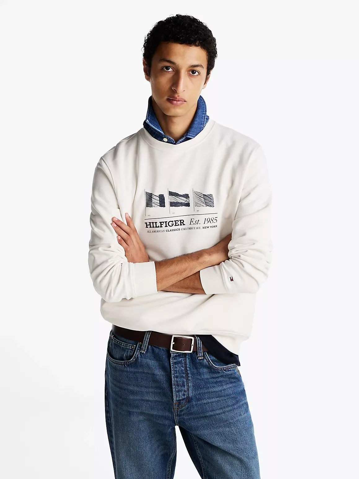 Tommy Hilfiger Men's Hilfiger Flags Graphic Sweatshirt - White - XXXL