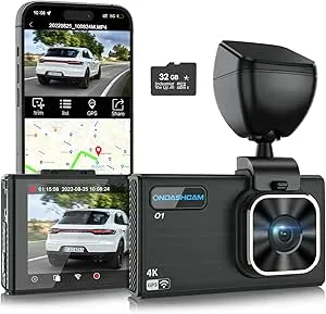 ONDASHCAM Dash Cam, 4K Dash Camera for Cars with Night Vision, Dash Camera Built-in WiFi/GPS, 3.5″ IPS Car Dash Cam with 170° Wide Angle, WDR, G-Sensor, Parking Mode, Support 512GB Max