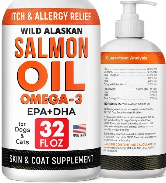 StrellaLab Natural Salmon Oil Omega 3 for Dogs and Cats