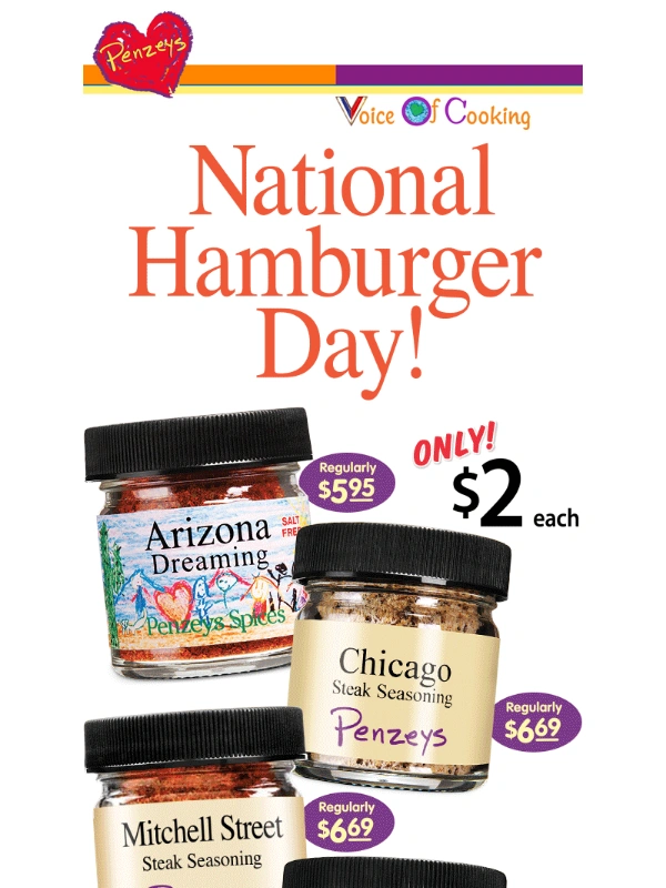 Penzeys - $1–$2 for 7 Great Burger Blends!