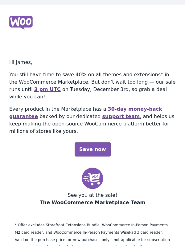 WooCommerce - Time’s almost up — the WooCommerce sale ends tomorrow