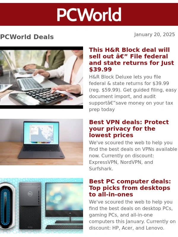 PCWorld - This H&amp;R Block deal will sell out — File federal and state returns for Just $39.99