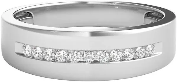 10K White Gold Round Brilliant Cut Diamond Band Ring