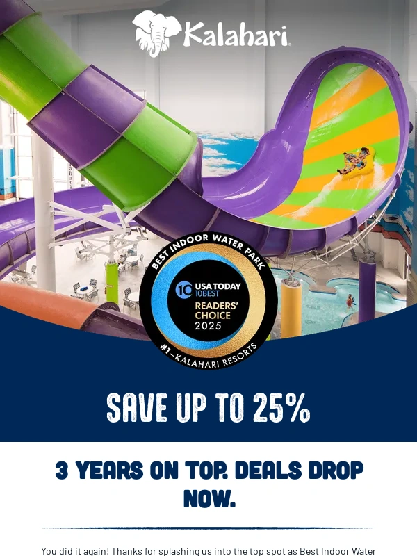 Kalahari Resorts - Woah! #1 Again? Waterpark Deals are LIVE!