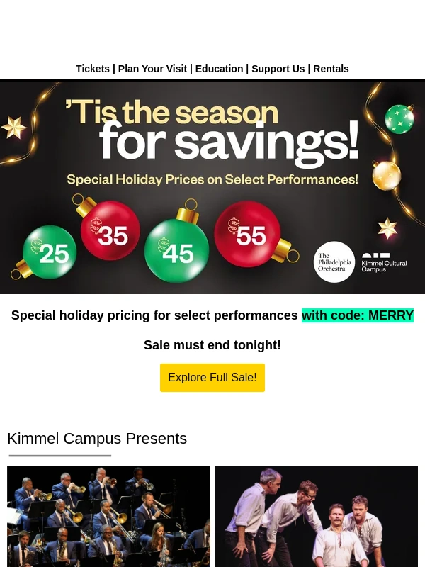 Kimmel Center - Sale must end tonight