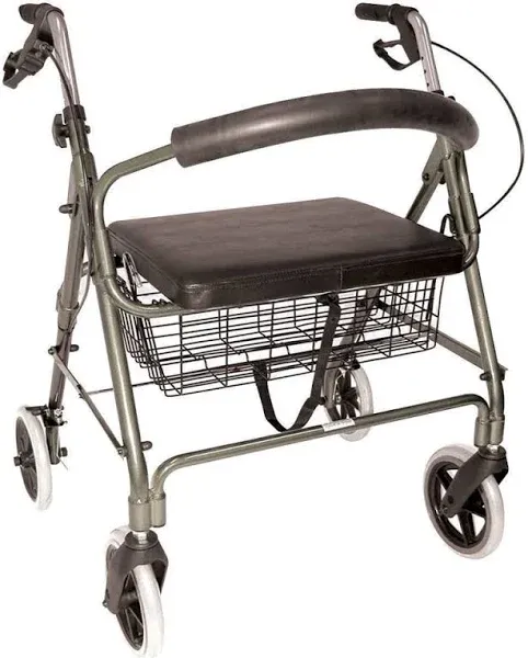 DMI Lightweight Extra-Wide Heavy-Duty Folding Rollator with Seat
