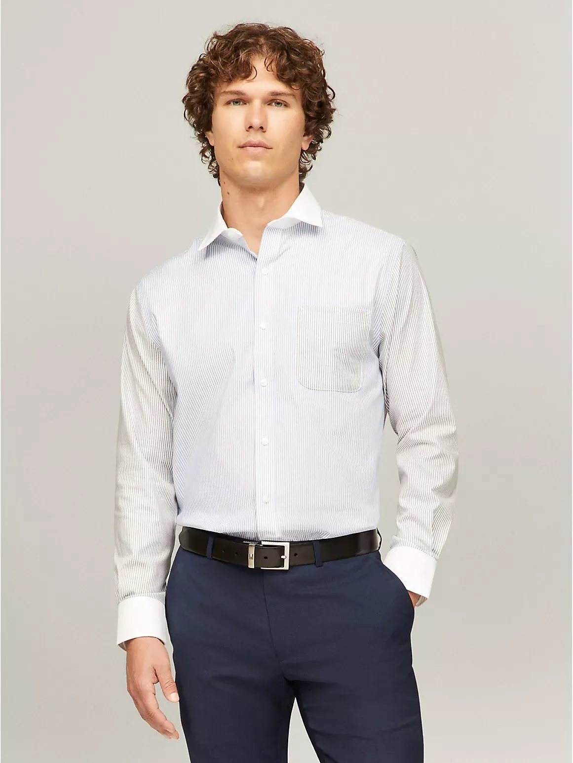 Tommy Hilfiger Men's Slim Fit THFlex Dress Shirt - Blue - 15.5/34-35