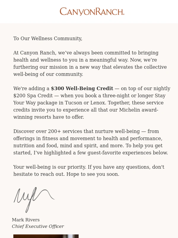 Canyon Ranch - Introducing Our New Well-Being Credit