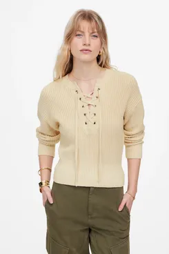 Madewell Ribbed Lace-Up Sweater