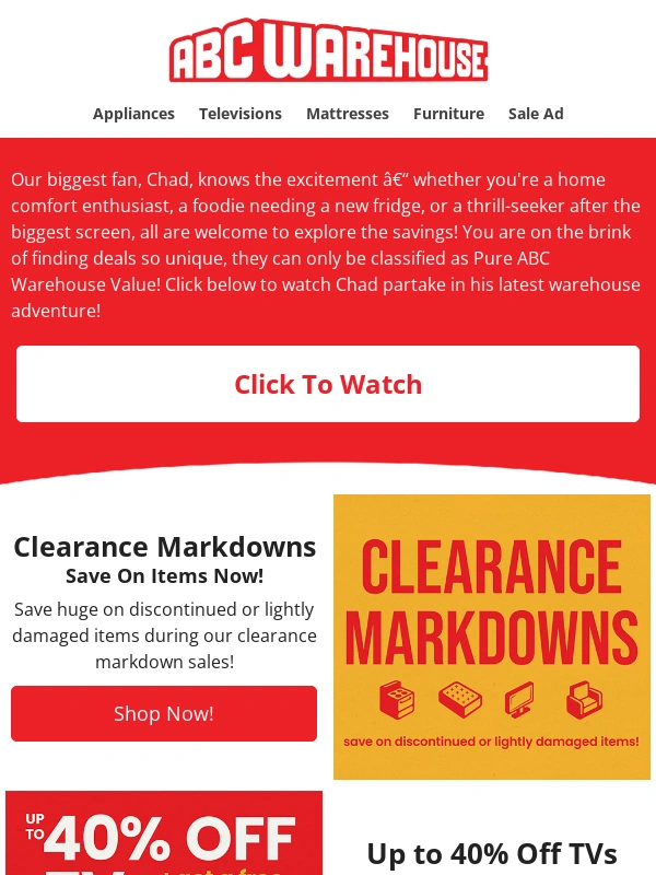 ABC Warehouse - ⛰️⛵Pure Deals - up to 75% off + New Chad spot ??️