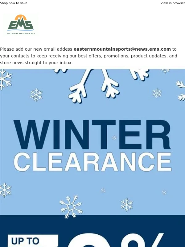 Eastern Mountain Sports - Up to 70% off | Winter Clearance In-Store Now
