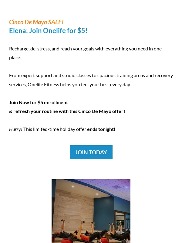 Onelife Fitness - $5 to Start Your Fitness Journey? Sí,por favor! ??