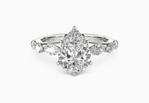 "Holy Promise" 2ct Pear Cut Side Stone Replica Engagement Ring