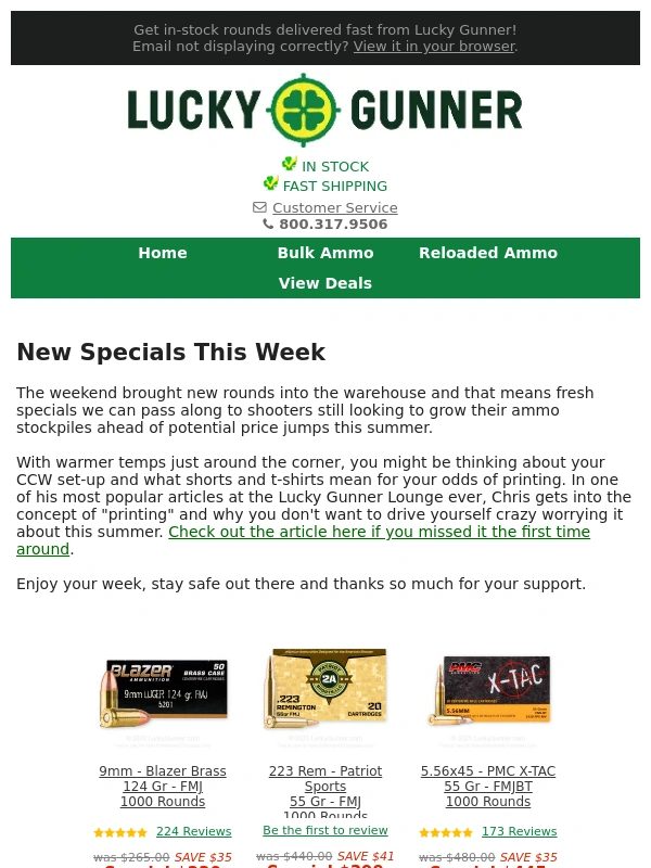 Lucky Gunner - New Specials for Shooters Looking to Save