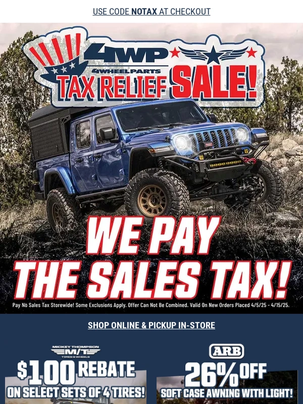 4 Wheel Parts - ? ENDS TONIGHT: We Pay Your Tax + Up to 50% OFF Smittybilt