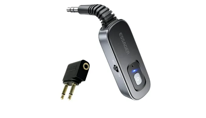 Bluetooth Receiver for Car, Noise Cancelling 3.5mm AUX Bluetooth Car Adapter, Wireless Audio Receiver Transmitter for Home Stereo/Wired Headphones Airplane, Gray