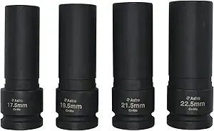 $23.99: 4-Piece Astro Tools 1/2" Drive 1/2 Size Thin Wall Lug Nut Socket Set - 17.5-22.5mm (78204) at Amazon