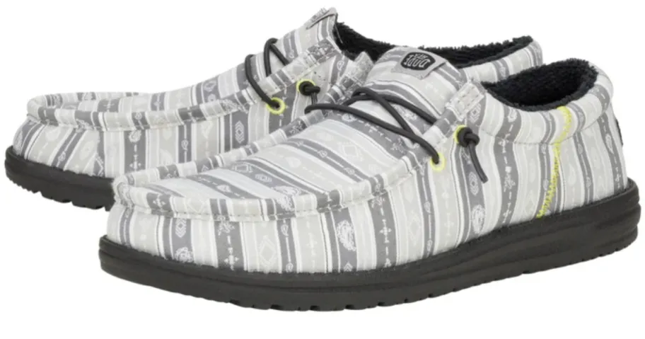 HEYDUDE Mens Wally Funk Surf Blanket Shoes Grey