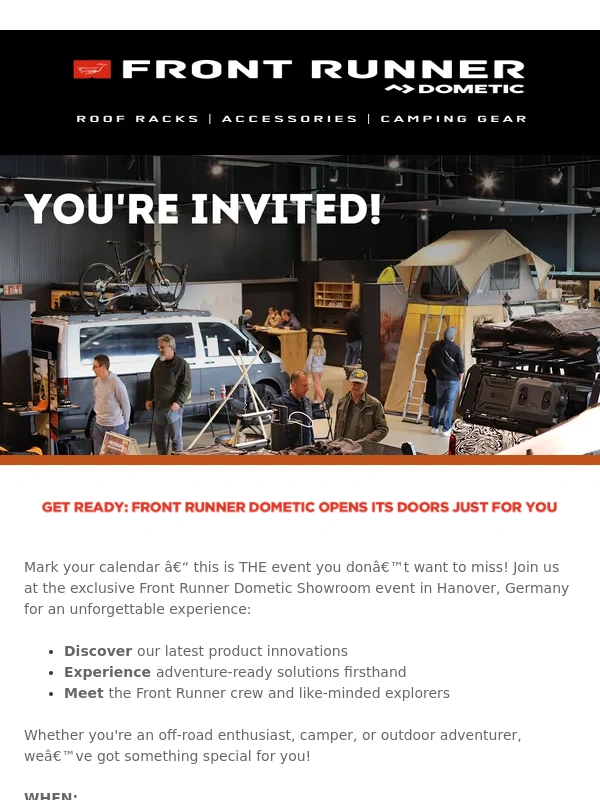Frontrunner - Save the Date: Front Runner Dometic Showroom Event