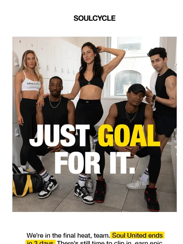 SoulCycle - ? Only 3 days left to complete Soul United!