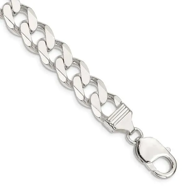 925 Sterling Silver 11mm Curb Chain Bracelet 9 inch