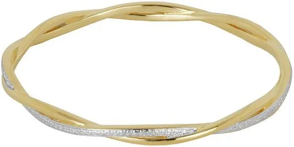 18K Gold-Plated Bronze Diamond-Accent Twisted Bangle Bracelet