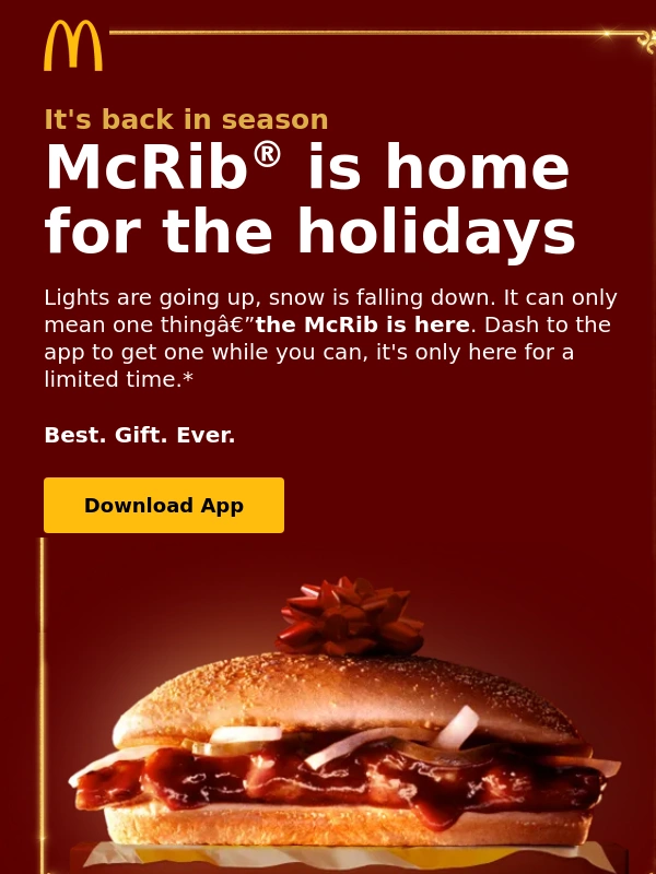 Mcdonalds - McRib® is back for the holidays