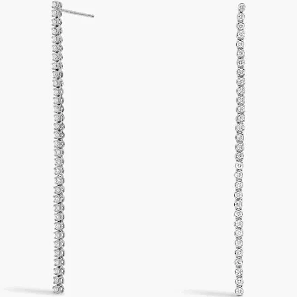 Blue Nile 1 ct. tw. Diamond Long Linear Drop Earrings in 14K White Gold