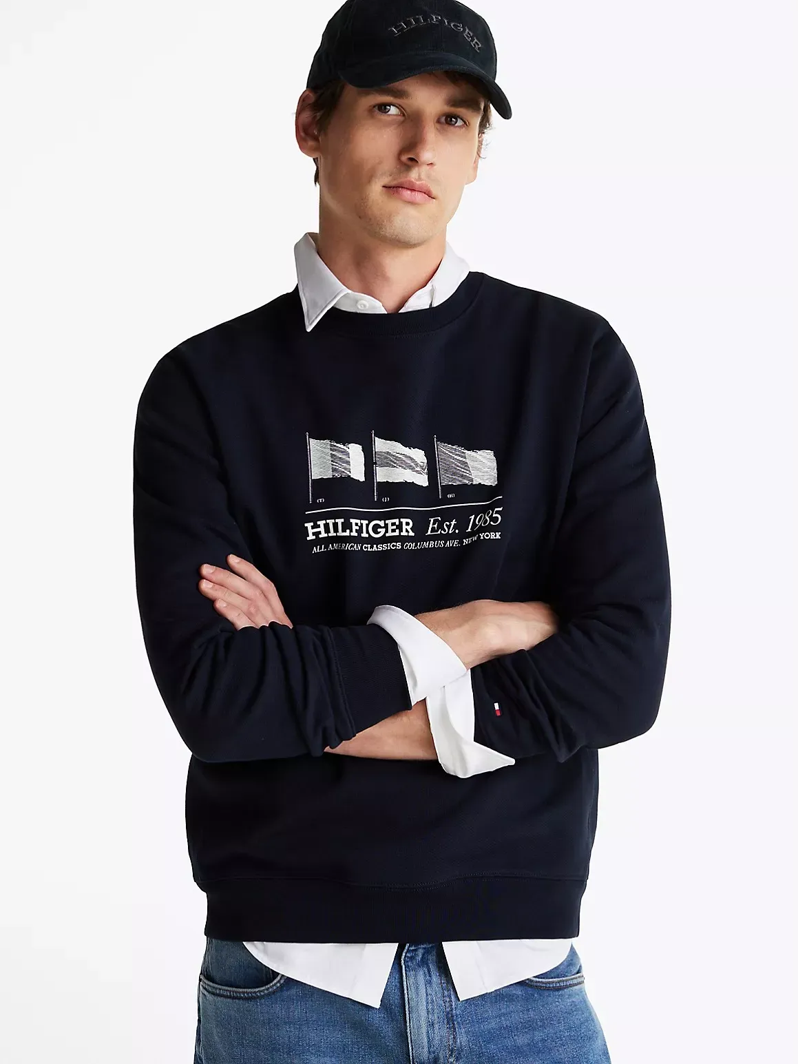 Tommy Hilfiger Men's Hilfiger Flags Graphic Sweatshirt - Navy - XL