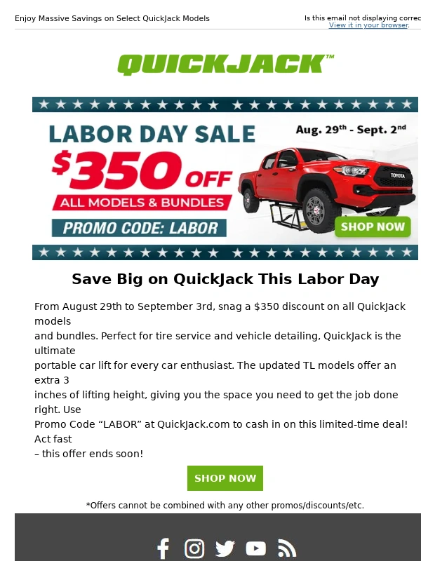QuickJack - QuickJack’s Labor Day Sale is Here