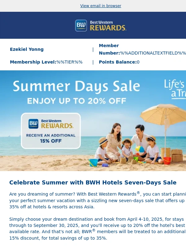 Best Western - Summer Days Sale in Asia – Save Up To 35% with BWH® Hotels