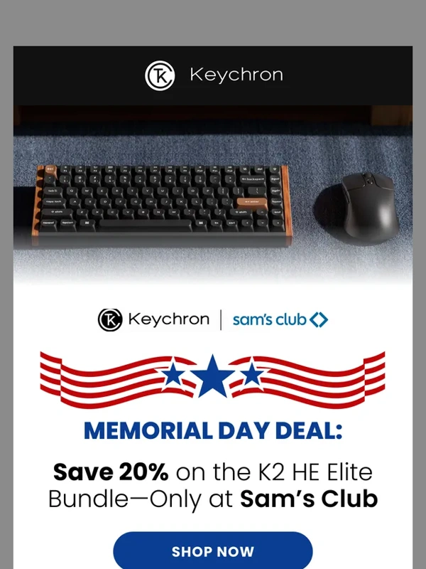 Keychron - Memorial Day Deal: 20% Off the Keychron Elite Bundle at Sam’s Club