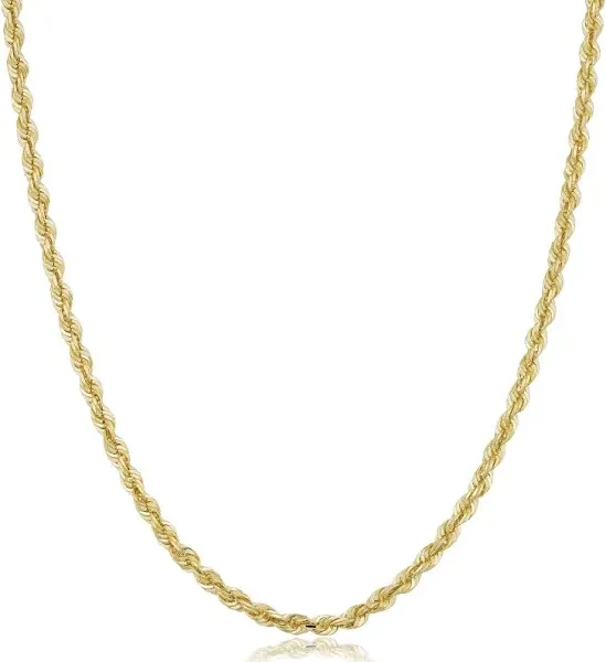 14k Yellow Gold 3.8 millimeter Rope Chain Necklace For Men and Women