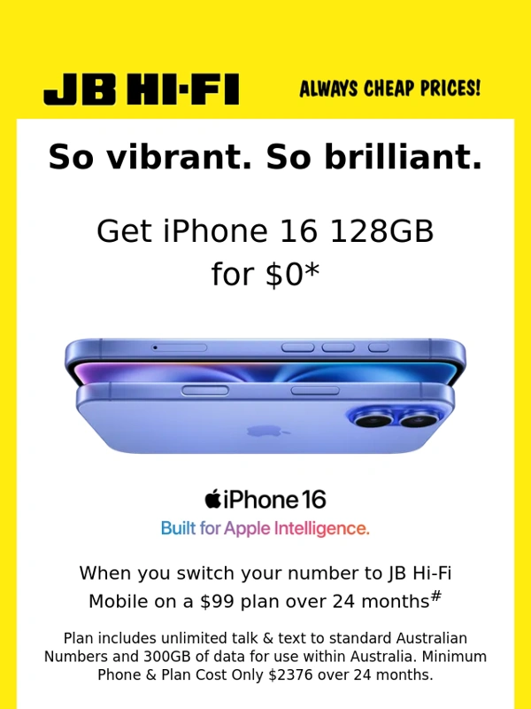 JB HI-FI - Crackin' iPhone 16 Deal + Stacks More!