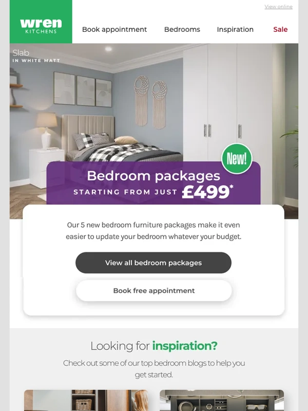 Wren Kitchens - New bedroom packages starting from just £499
