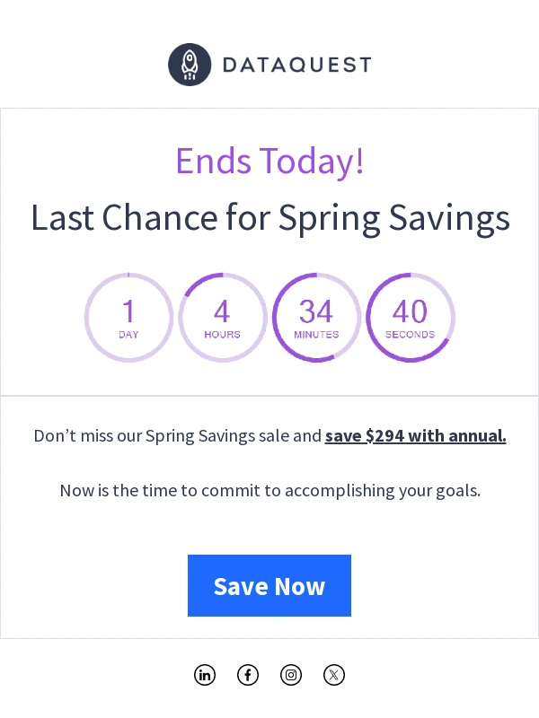 DataQuest - Spring Savings Ends Today – Save $294