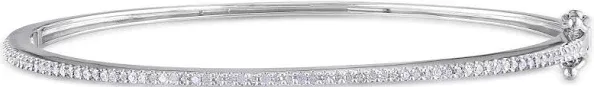 Miadora Women's Sterling Silver 1/4ct TDW Diamond Bangle Bracelet