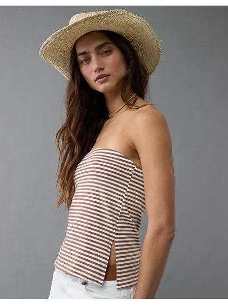 Ae Main Women's Squeeze Tube Top with Side Slit