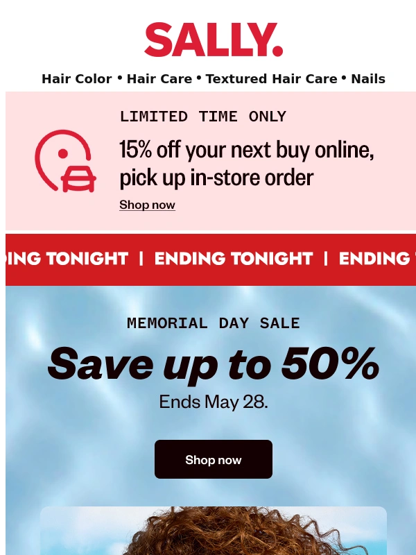 Sally Beauty - ? Ending Tonight ? nails,hair care,and more deals are leaving soon!