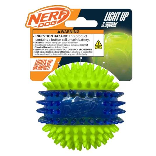 Nerf Dog LED light up dental spike squeak ball dog toy
