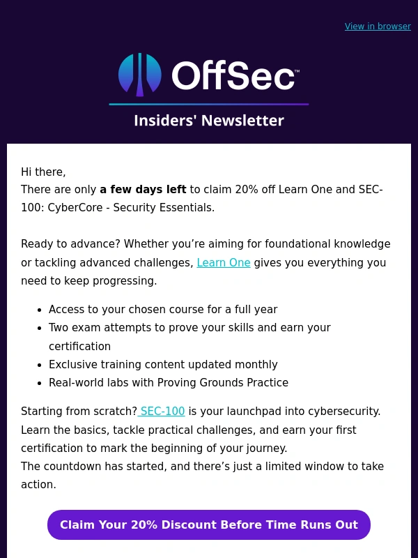 Offensive Security - Only a few days left to grab your OffSec discount