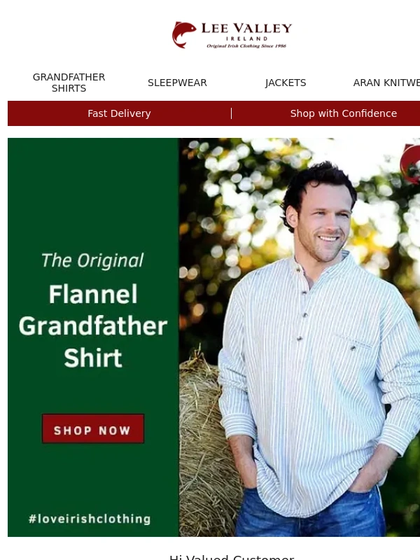 Lee Valley - Irish Grandfather Shirts - traditional and timeless ⏰