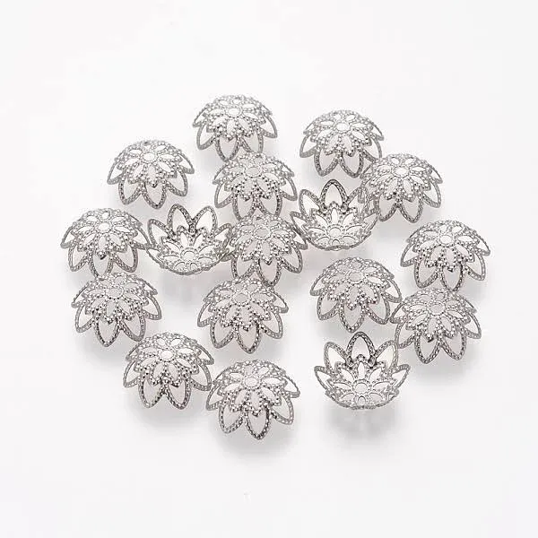 Honeyhandy Multi-Petal 304 Stainless Steel Flower Bead Caps