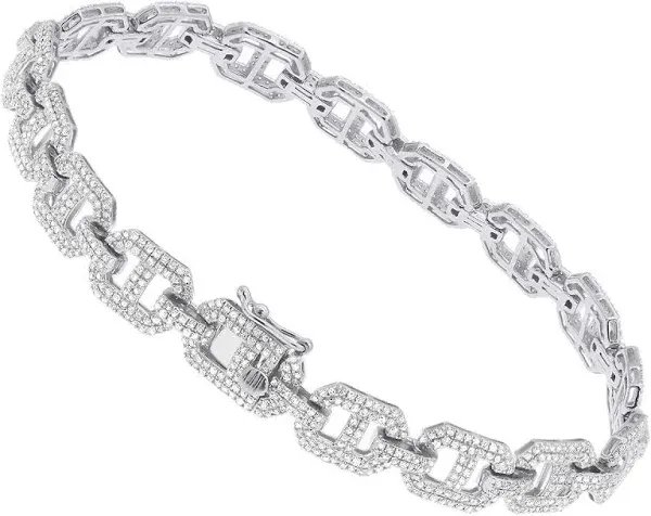 10K White Gold 3.5 Carat Diamond Mariner Chain Bracelet