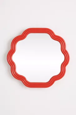 Anthropologie The Clara Petite Scallop Wood Gallery Wall Mirror - Red