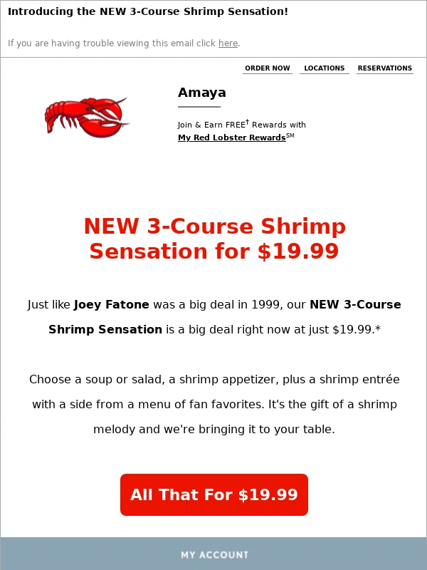 Red Lobster - 3 SHRIMP COURSES FOR $19.99 ?