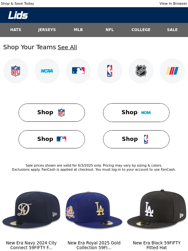 Lids - TODAY ONLY: 25% Off Savings