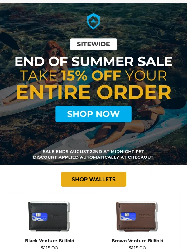 Trayvax - ? End of Summer Sale - Take 15% Off Entire Order Site-wide