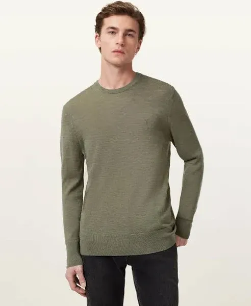 AllSaints Men's Merino Wool Mode Crew Neck Ramskull Sweater